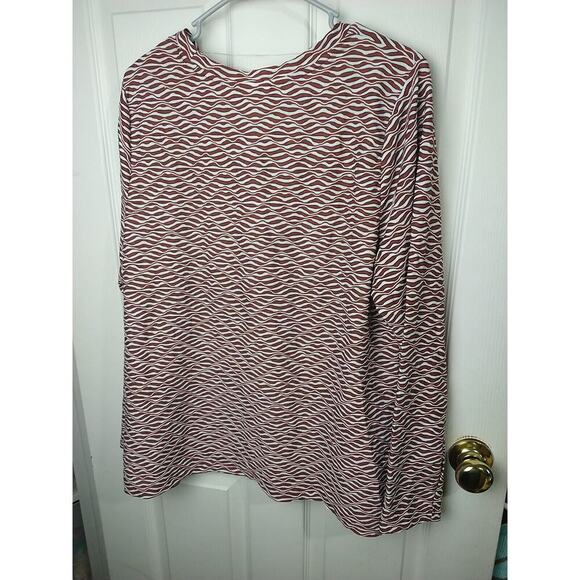 Ava&Viv Woman 1X Blouse Rust White Black Wavy Striped Long Sleeve Busines Casual - Picture 7 of 7